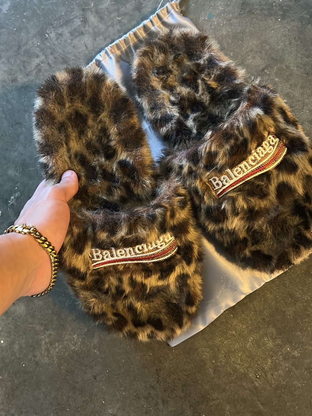 Balenciaga Leopard-Print Faux Fur Slides in Brown and Black - Picture 4 of 4